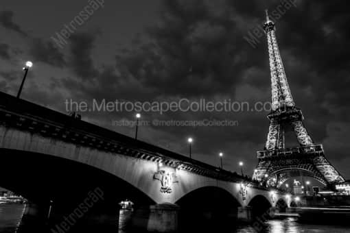 The Eiffel Tower at Night -- Paris Black and White Photography