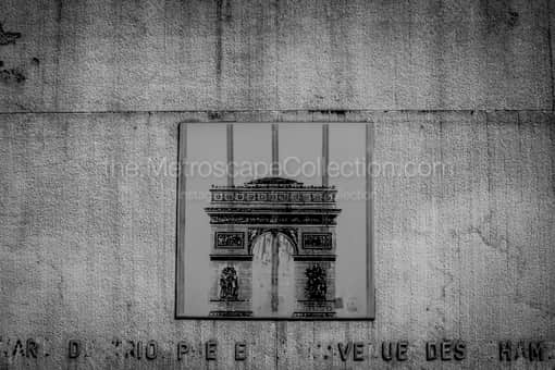 A Sign above the Arc de Triomphe Tunnel -- Paris Black and White Photography
