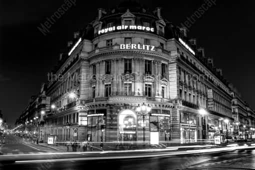 BNP Paribas at Night -- Paris Black and White Photography