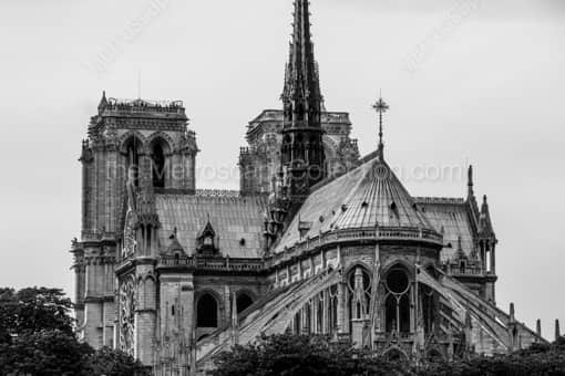 Notre Dame de Paris Steeple -- Paris Black and White Photography