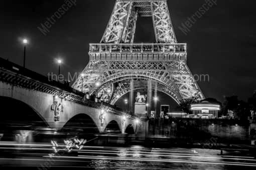 The Pont d'Iena Bridge at Night -- Paris Black and White Photography