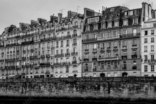 Paris Black and White Photography of Parisian Apartments along Quai aux Fleurs Parisian Apartments along Quai aux Fleurs -- Paris Black and White Photography