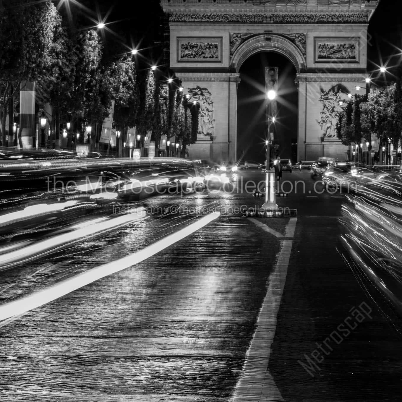 The Arc de Triomphe on the Champs Elysees landscape black and white Photography The Arc de Triomphe on the Champs Elysees landscape black and white Photography square crop