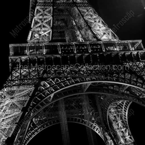 Matte Black WOOD Framed Black and White Paris Photograph: The Eiffel Tower in a Square Matte Black Wood Frame