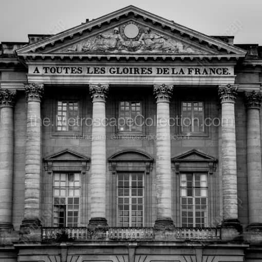 Matte Black WOOD Framed Black and White Paris Photograph: The Palace d'Armes at Versailles in a Square Matte Black Wood Frame