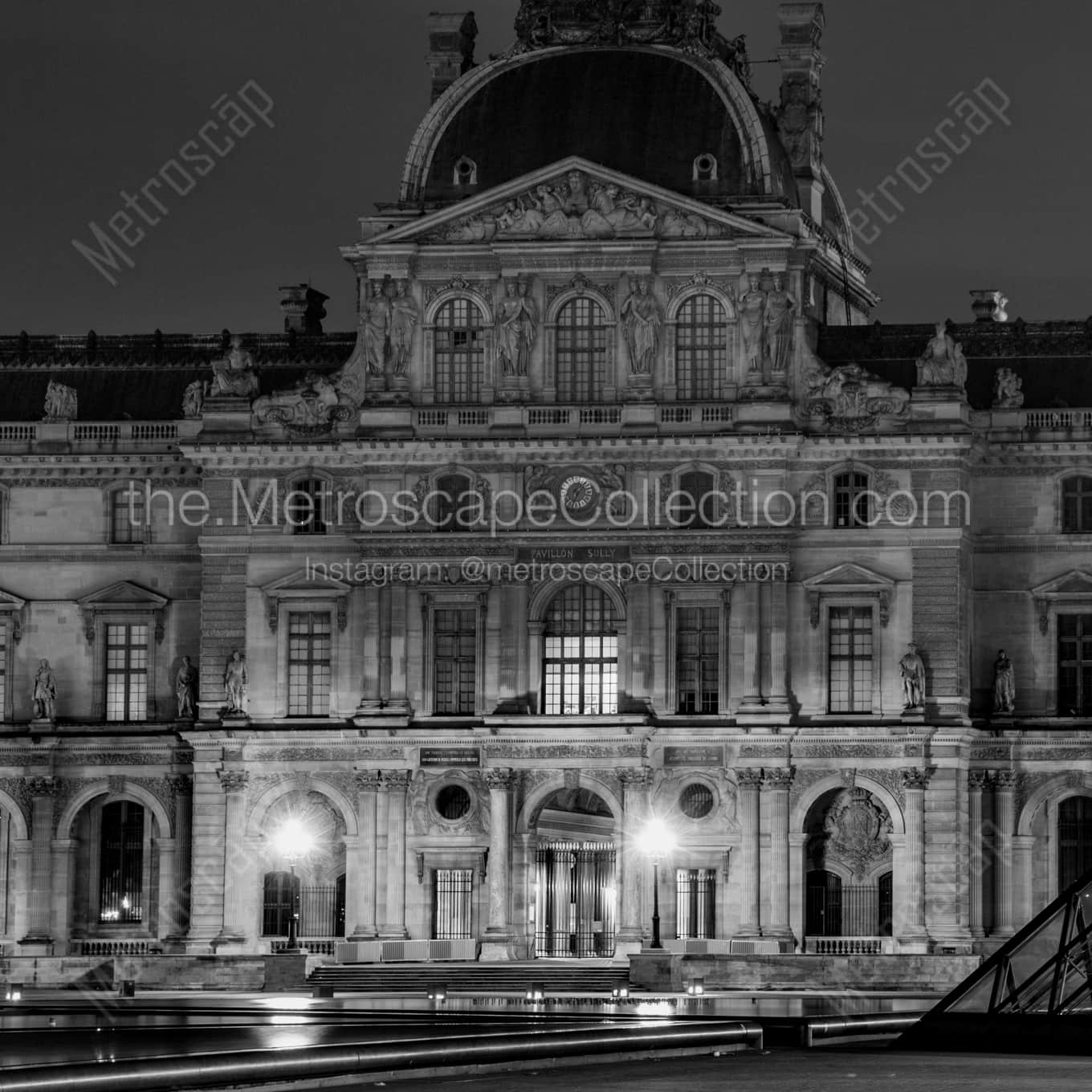 The Sully Pavilion of the Louvre landscape black and white Photography The Sully Pavilion of the Louvre landscape black and white Photography square crop