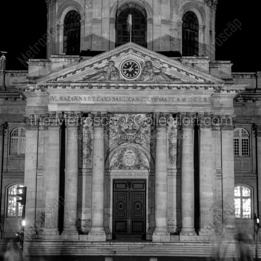 Matte Black WOOD Framed Black and White Paris Photograph: The Front of the French Institute Building in a Square Matte Black Wood Frame