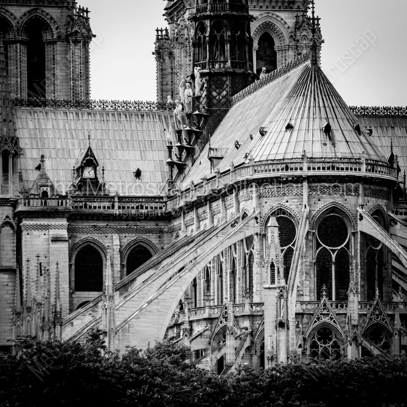Notre Dame de Paris landscape black and white Photography square crop