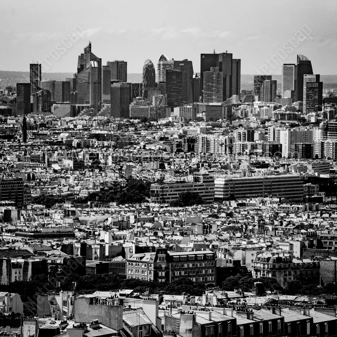 The Downtown Paris Skyline from Sacre Coeur landscape black and white Photography square crop
