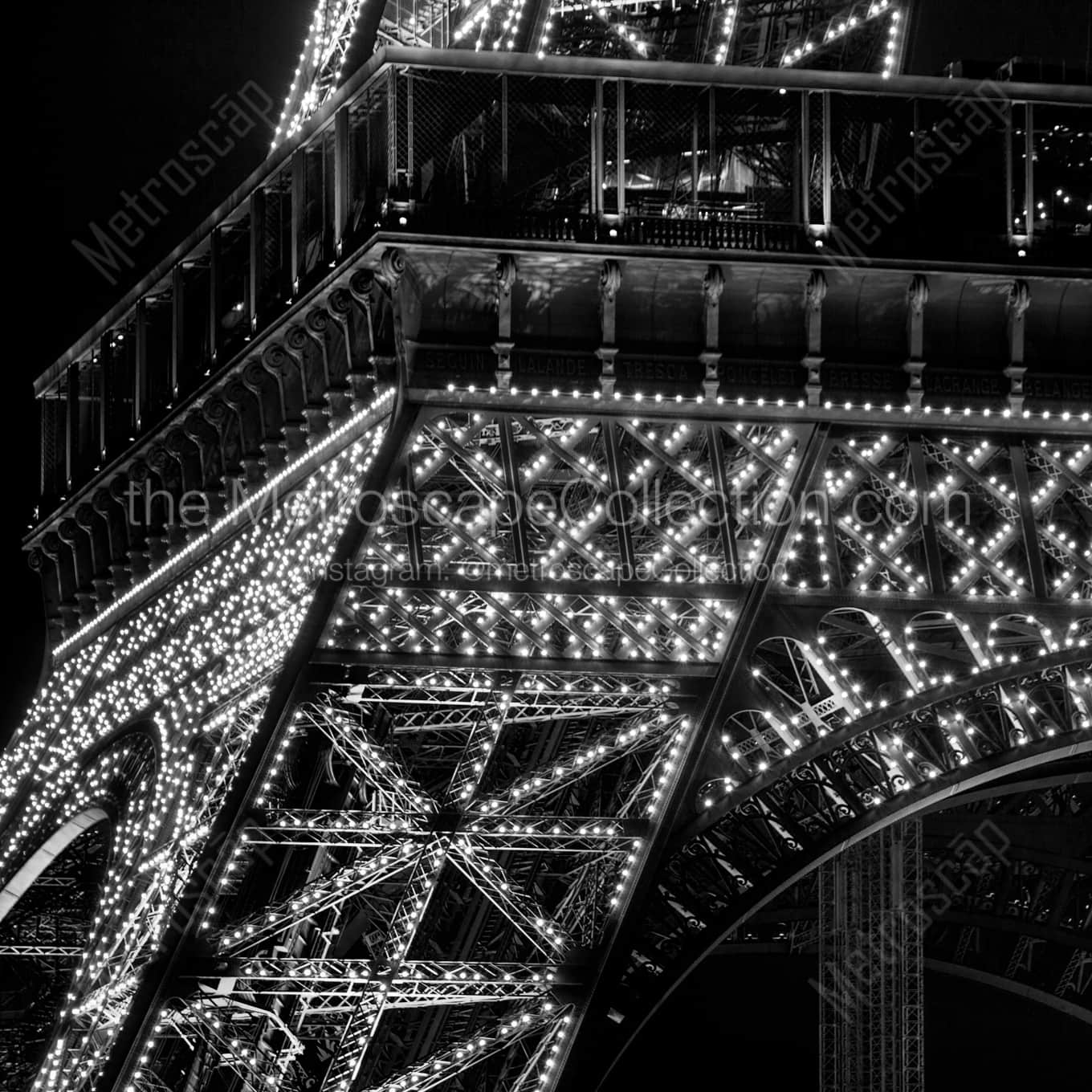 The Base of the Eiffel Tower at Night landscape black and white Photography The Base of the Eiffel Tower at Night landscape black and white Photography square crop