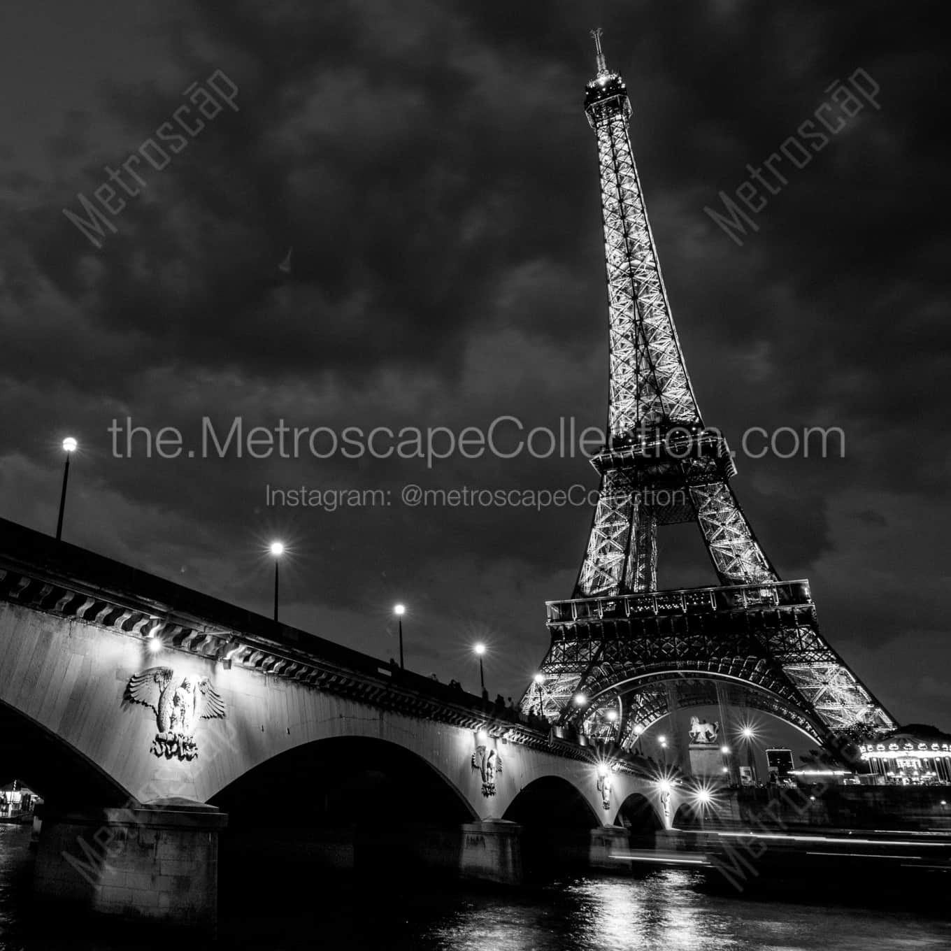 The Eiffel Tower at Night landscape black and white Photography The Eiffel Tower at Night landscape black and white Photography square crop