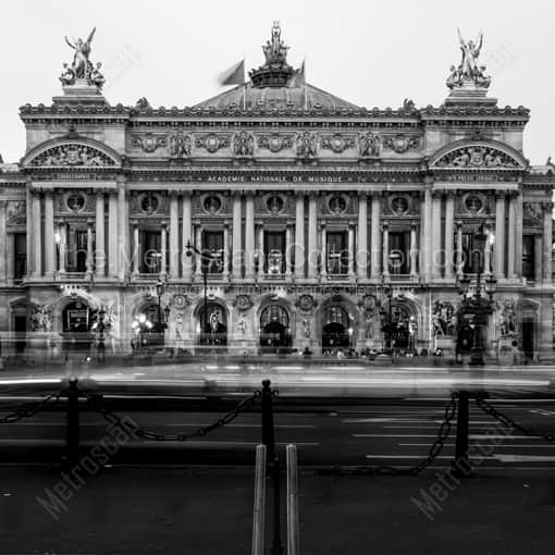 Matte Black WOOD Framed Black and White Paris Photograph: The Palais Garnier Opera House in a Square Matte Black Wood Frame
