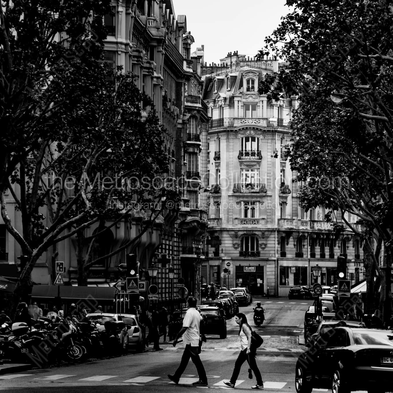 Rue Danton at Saint Michel landscape black and white Photography square crop