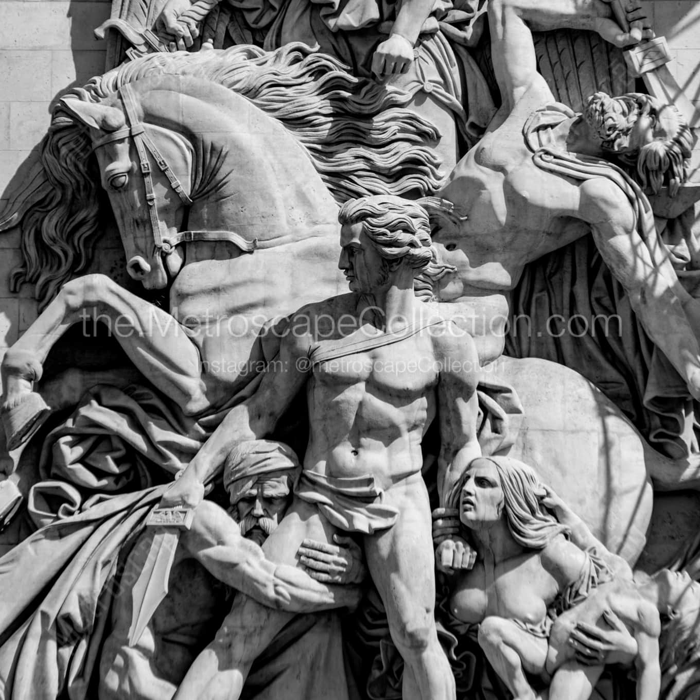 The Le Resistance Relief on the Arc de Triomphe landscape black and white Photography square crop
