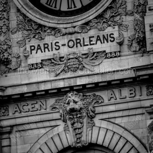 Matte Black WOOD Framed Black and White Paris Photograph: Chemen de Fer de Paris a Orleans in a Square Matte Black Wood Frame
