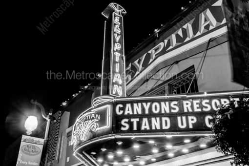 The Egyptian Theater at Night -- Park City Black and White Photos