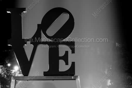 Couples Pose Under the Love Sculpture -- Philadelphia Black and White Photography