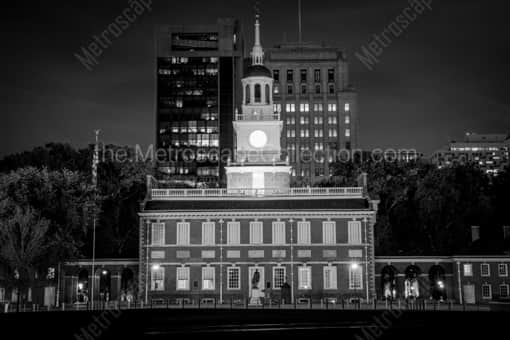 Independence Hall at Night -- Philadelphia Black and White Photography