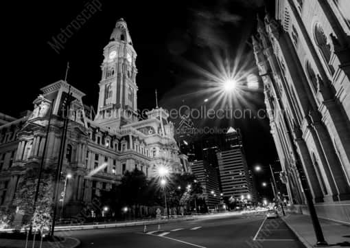 The Northeast Corner View of Philadelphia City Hall  -- Philadelphia Black and White Photography