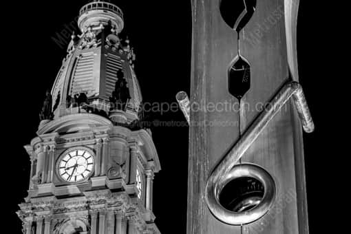 City Hall Tower and Clothespin -- Philadelphia Black and White Photography
