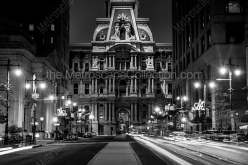 The South Facad of Philadelphia City Hall at Chestnut and Broad -- Philadelphia Black and White Photography
