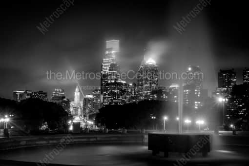 The Philadelphia Skyline under Heavy Fog -- Philadelphia Black and White Photography