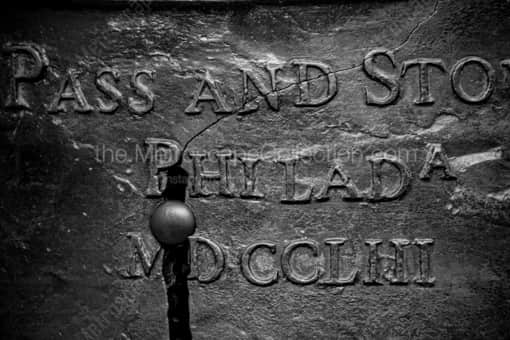 A Detail Shot of the Liberty Bell -- Philadelphia Black and White Photography