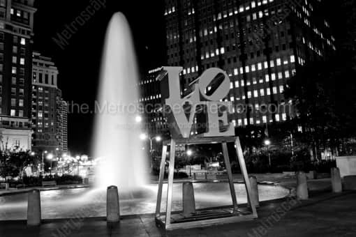 The LOVE Sculpture in Love Park -- Philadelphia Black and White Photography