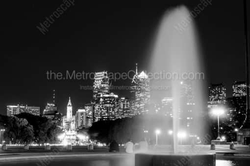 Art Museum Fountain -- Philadelphia Black and White Photography