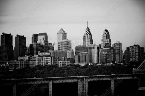 The Philadelphia Skyline from the South Street Bridge -- Philadelphia Black and White Photography
