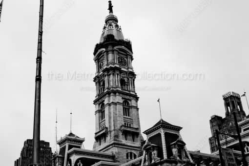 The William Penn Statue atop Philadelphia City Hall -- Philadelphia Black and White Photography