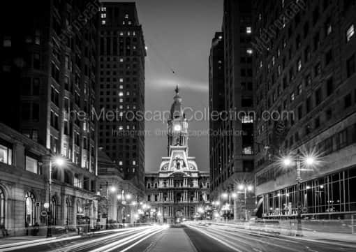 Philadelphia City Hall from Broad Street -- Philadelphia Black and White Photography