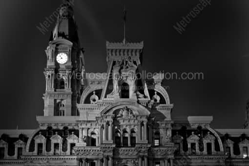 City Hall at Ten Forty PM -- Philadelphia Black and White Photography