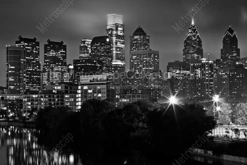The Eastern Philadelphia Skyline with Liberty Place and Comcast -- Philadelphia Black and White Photography