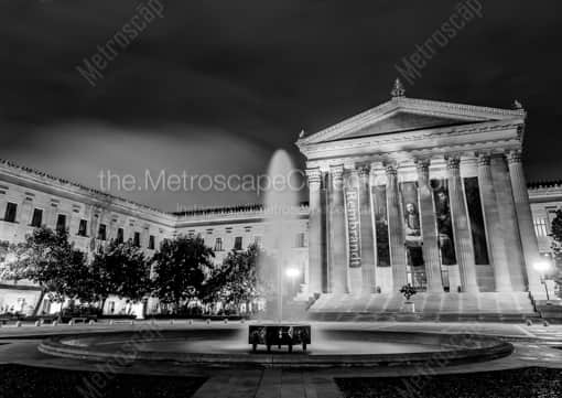 The Philadelphia Art Museum at Night -- Philadelphia Black and White Photography