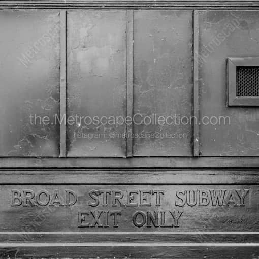 Matte Black WOOD Framed Black and White Philadelphia Photograph: The Broad Street Subway Exit in a Square Matte Black Wood Frame