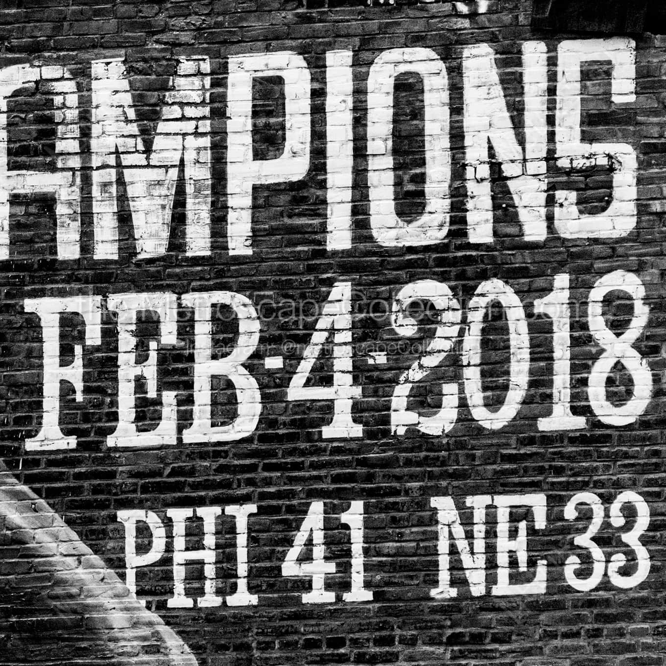 Eagles Superbowl LII Champions Mural landscape black and white Photography square crop