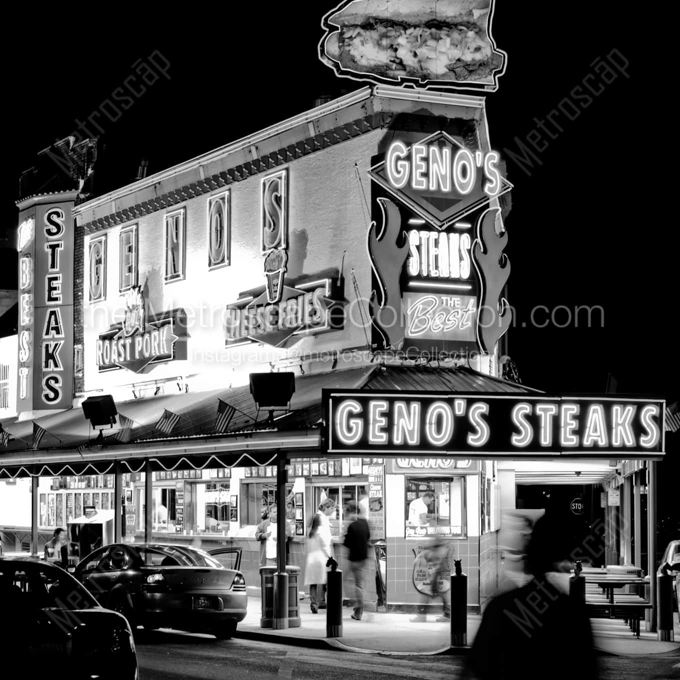 Joey Ventos Iconic Genos Steaks landscape black and white Photography square crop