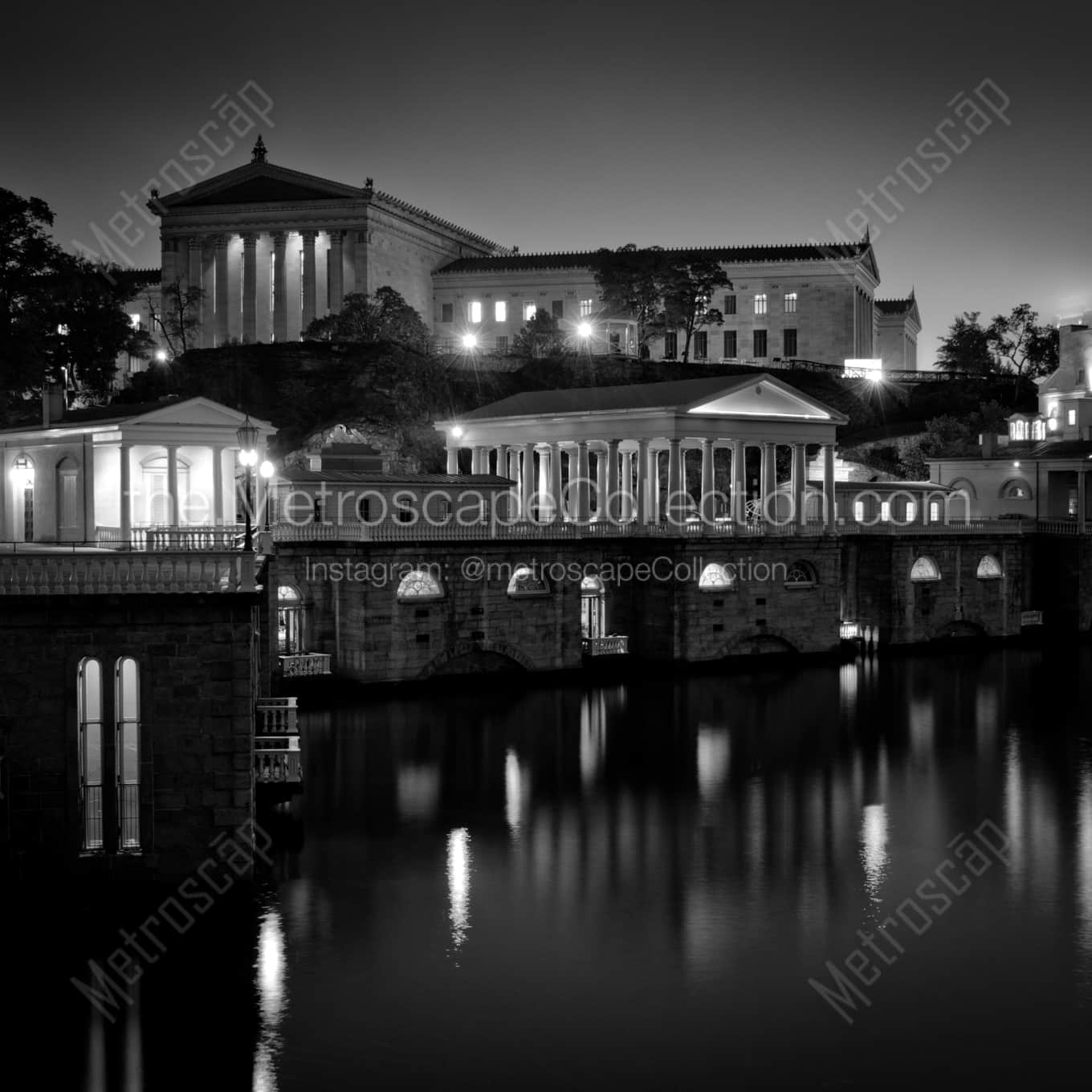 The Northwest Side of the Art Museum landscape black and white Photography square crop