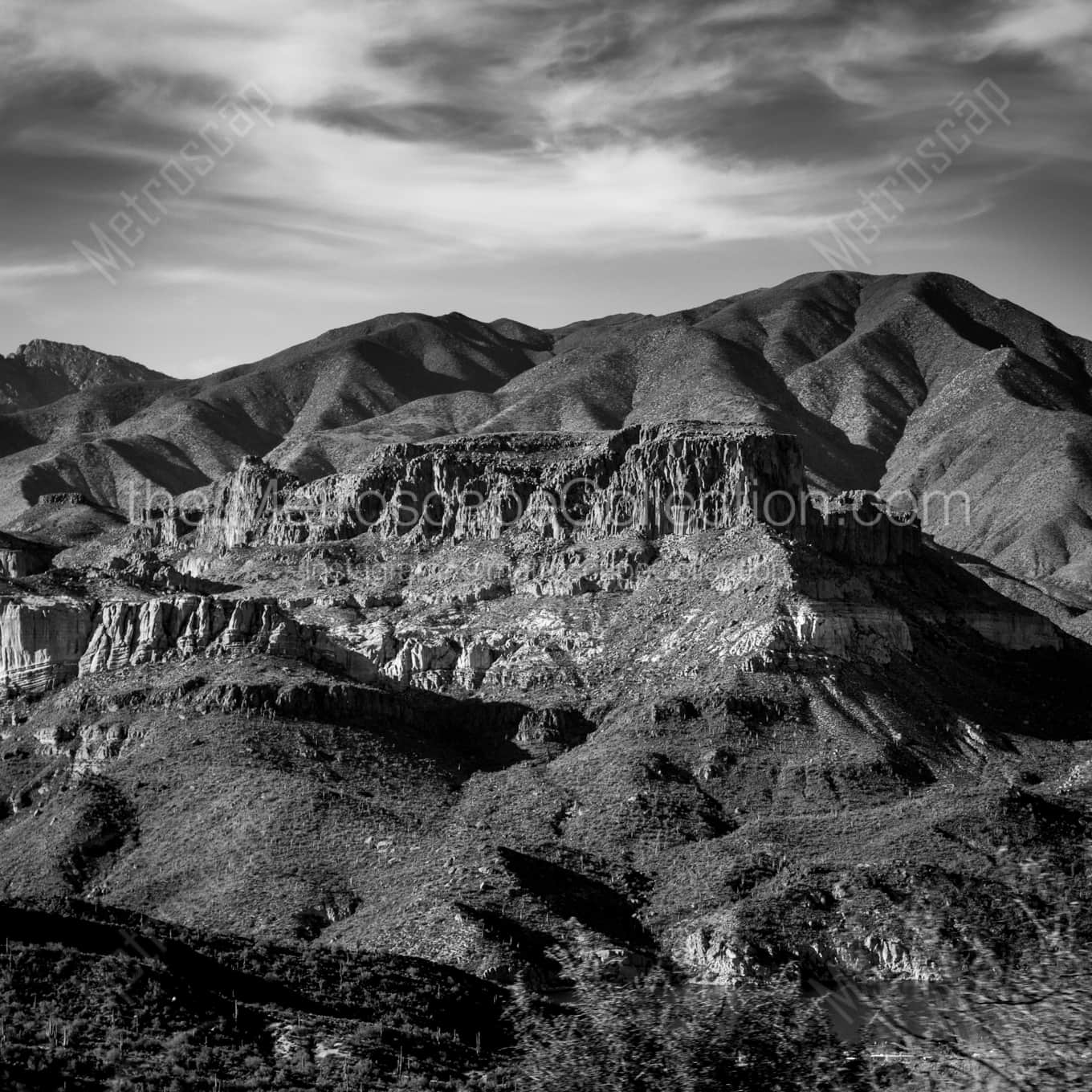 The Mazatzal Mountains from the Apache Trail landscape black and white Photography The Mazatzal Mountains from the Apache Trail landscape black and white Photography square crop