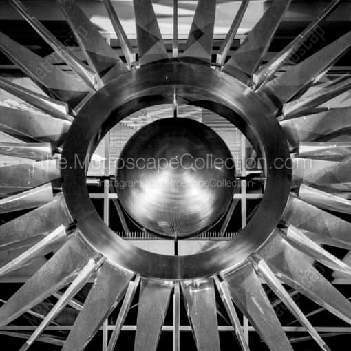 Matte Black WOOD Framed Black and White Phoenix Photograph: The Metal Sun on the Phoenix City Hall Building in a Square Matte Black Wood Frame