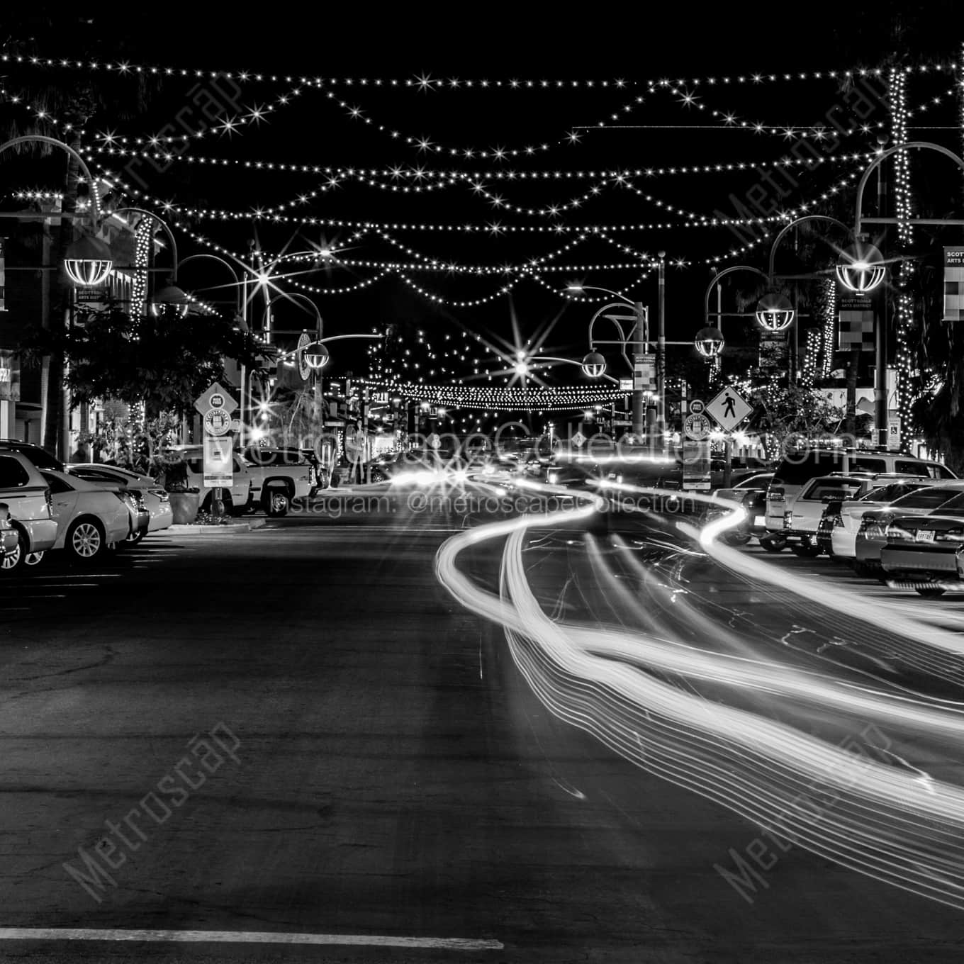 The Scottsdale Art Walk on Main Street landscape black and white Photography The Scottsdale Art Walk on Main Street landscape black and white Photography square crop