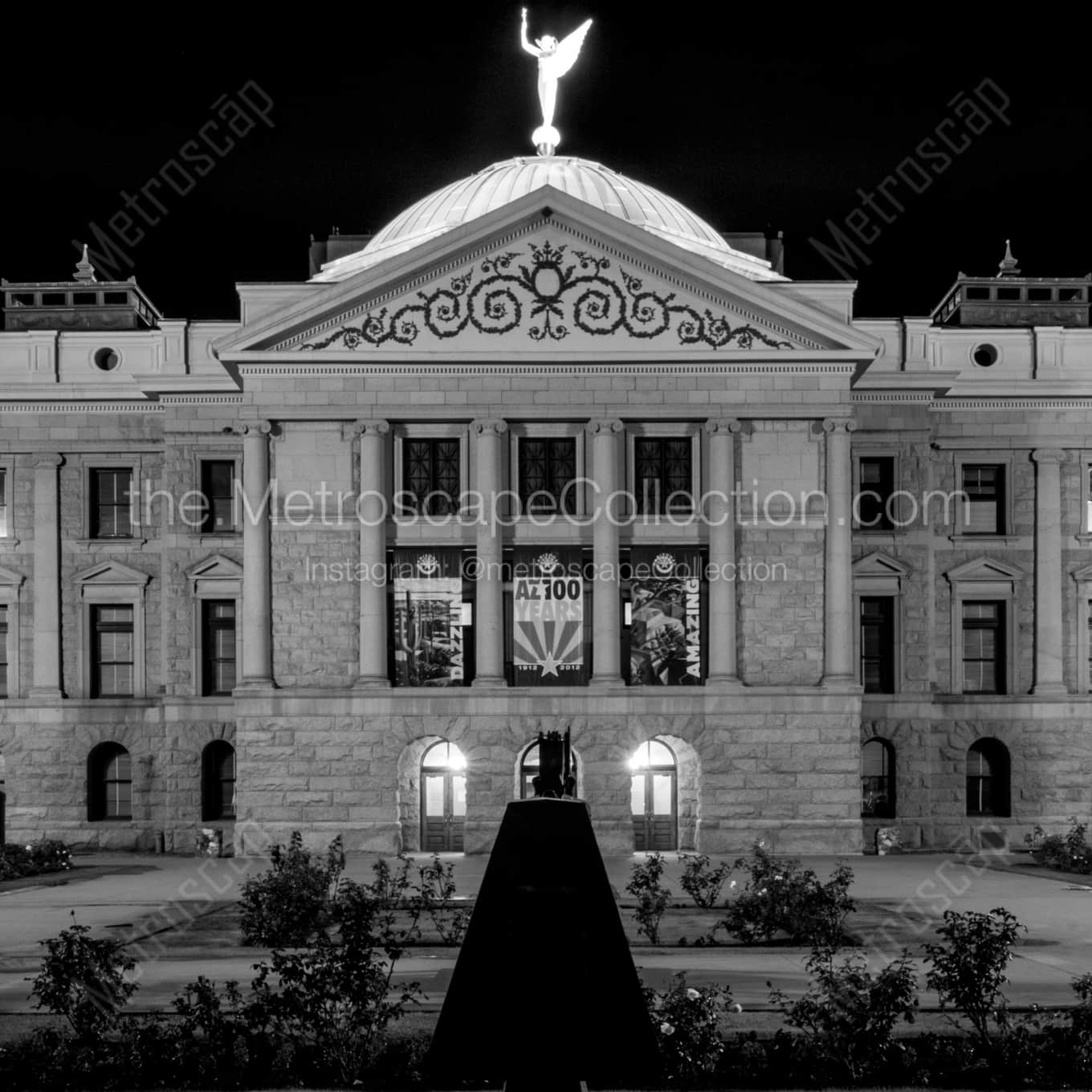 The Arizona Capitol Building landscape black and white Photography square crop