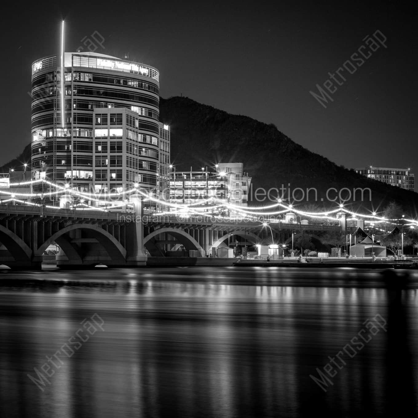 Tempe at Night landscape black and white Photography Tempe at Night landscape black and white Photography square crop