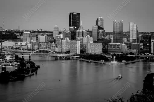 The Pittsburgh Skyline at Dusk -- Pittsburgh Black and White Photos