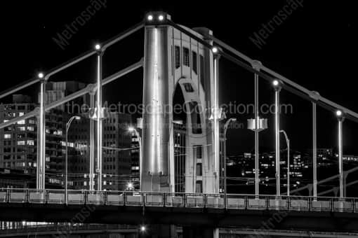 The Ninth Avenue Bridge at Night -- Pittsburgh Black and White Photos