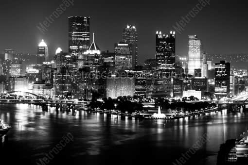 The Pittsburgh Skyline from the West End Overlook -- Pittsburgh Black and White Photos