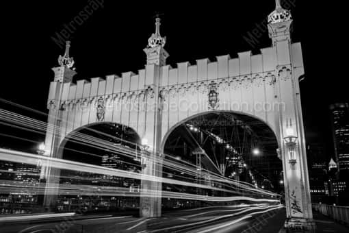 The Smithfield Bridge at Night -- Pittsburgh Black and White Photos