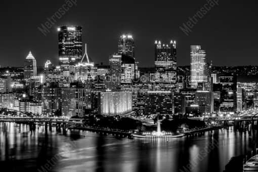 The Golden Triangle view of the Pittsburgh Skyline -- Pittsburgh Black and White Photos