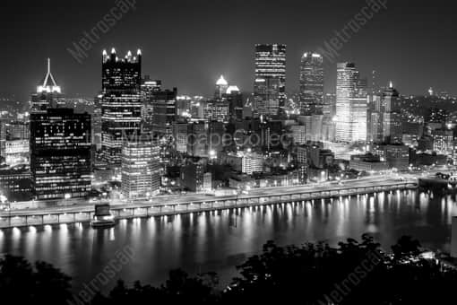The Pittsburgh Skyline from Grandview Avenue atop Mt Washington -- Pittsburgh Black and White Photos